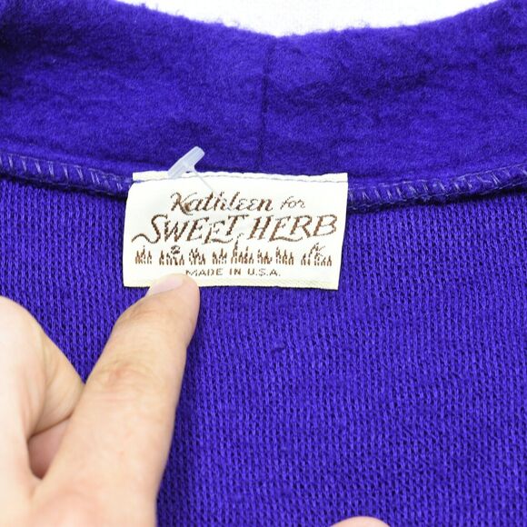 VTG Kathleen for Sweet Herb Women Cardigan Sweater Wool Purple L USA Made Padded - Picture 8 of 8